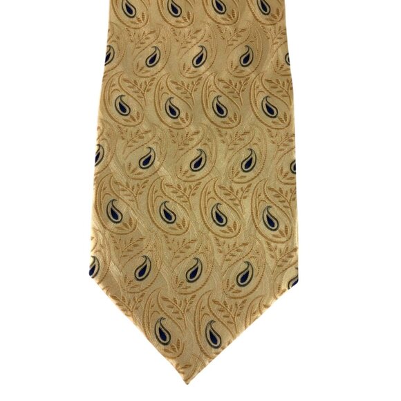 bill blass Other - Bill Blass 100% Silk Mens Tie Necktie Multicolor Paisley Tan Blue Vintage